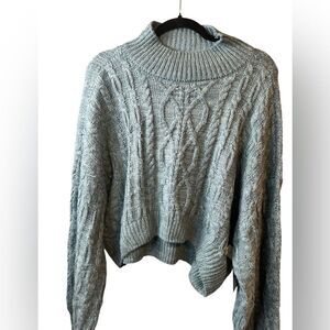 NWT Arizona Jean Co Women’s Teal Blue Crop Cable Oversized Sweater - Size XXL